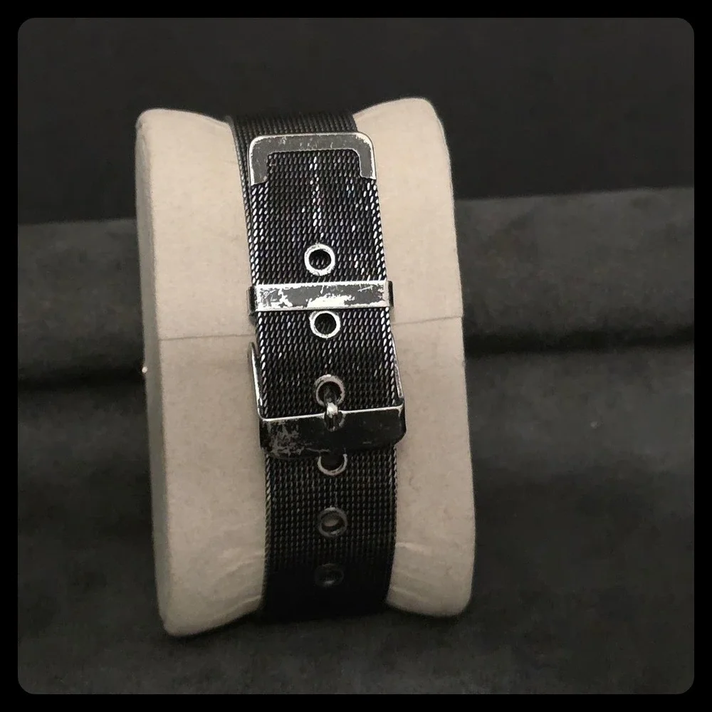 Geneva Mesh Strap Watch Mens OS Black Analog Minimalist Casual